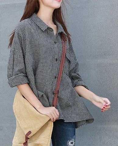 Women Casual Blouse Linen Shirts Loose Blouse Plus Size Women Tops GJ2004293