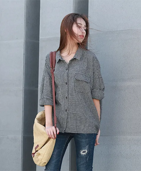 Women Casual Blouse Linen Shirts Loose Blouse Plus Size Women Tops GJ2004293