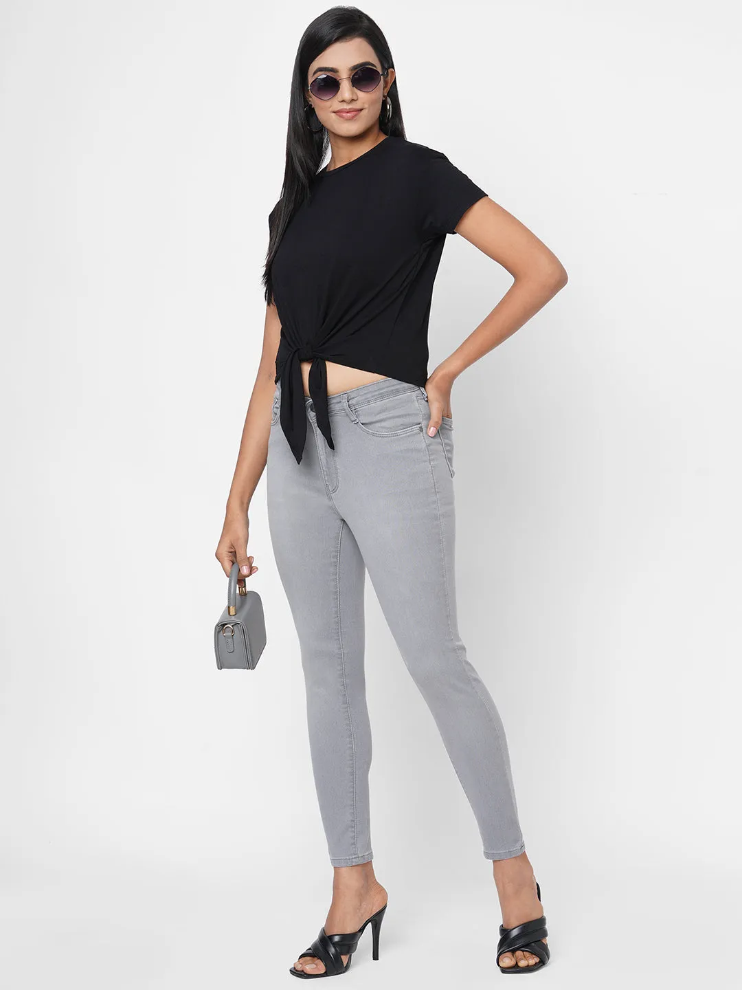 Women Front Styled Tie-Up Crop T-Shirt