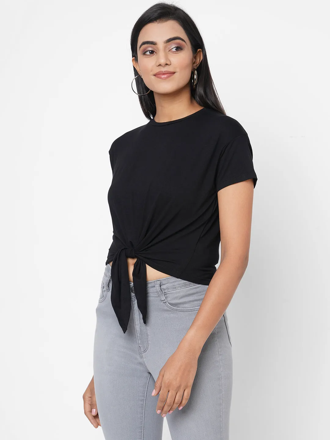 Women Front Styled Tie-Up Crop T-Shirt